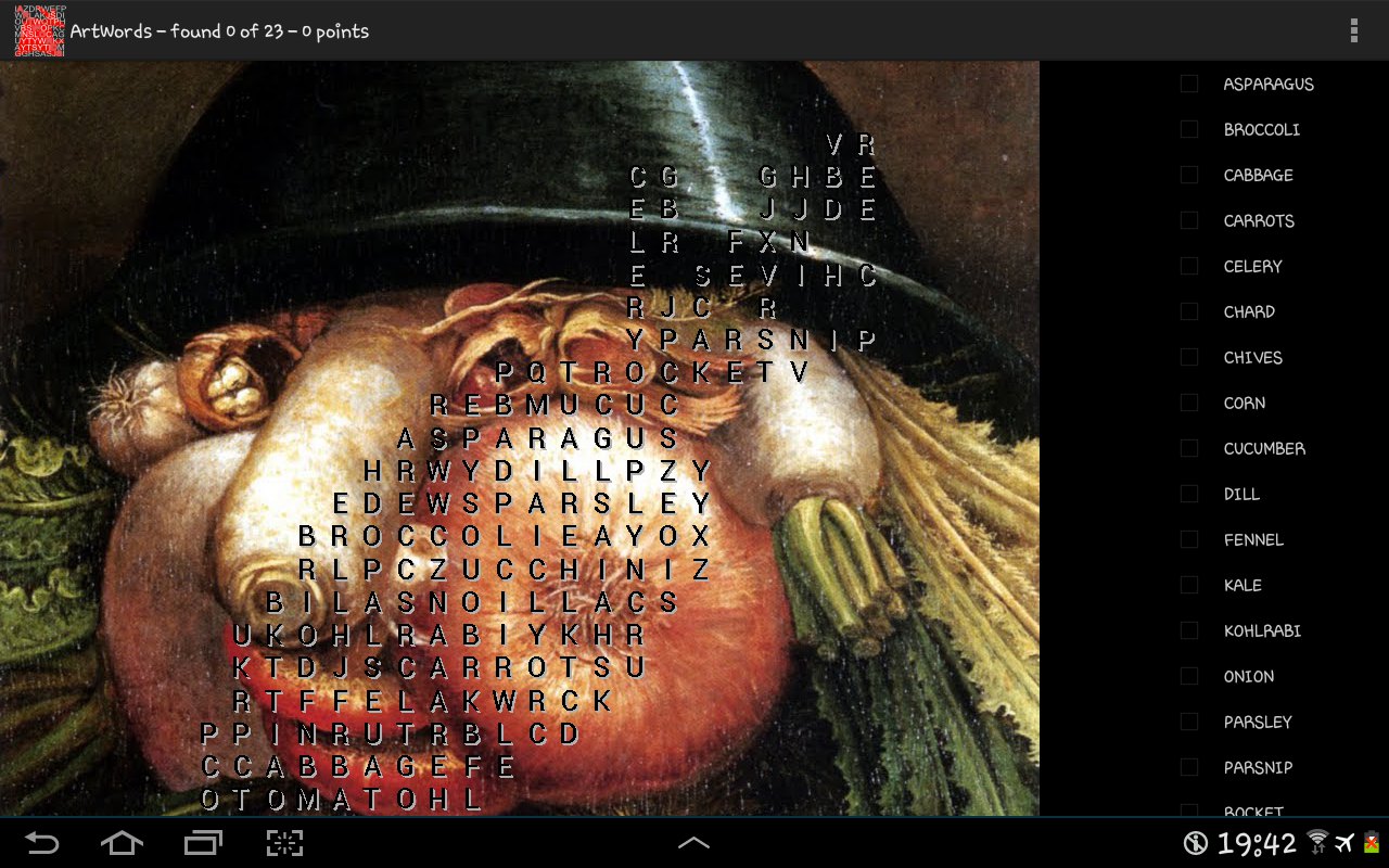Game with Arcimboldo on a tablet
