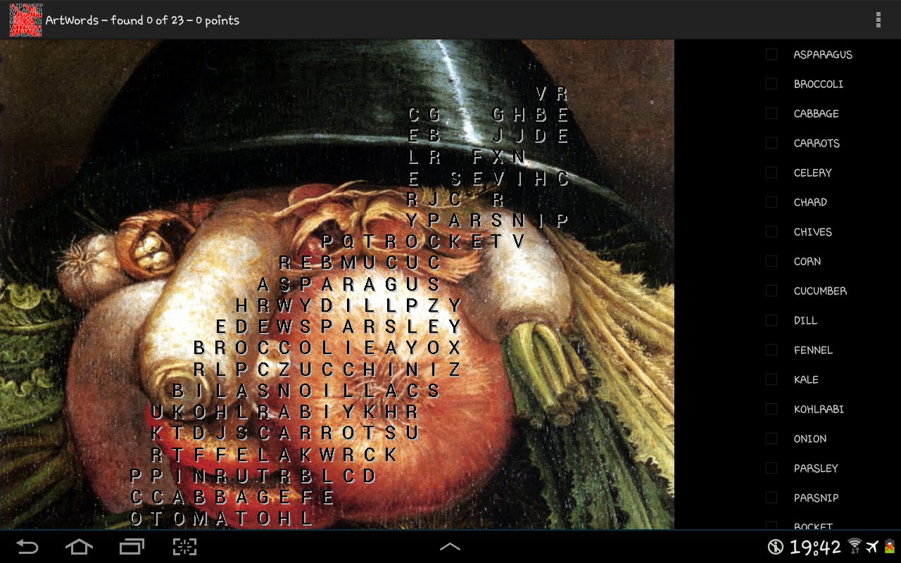 Game with Arcimboldo on a tablet
