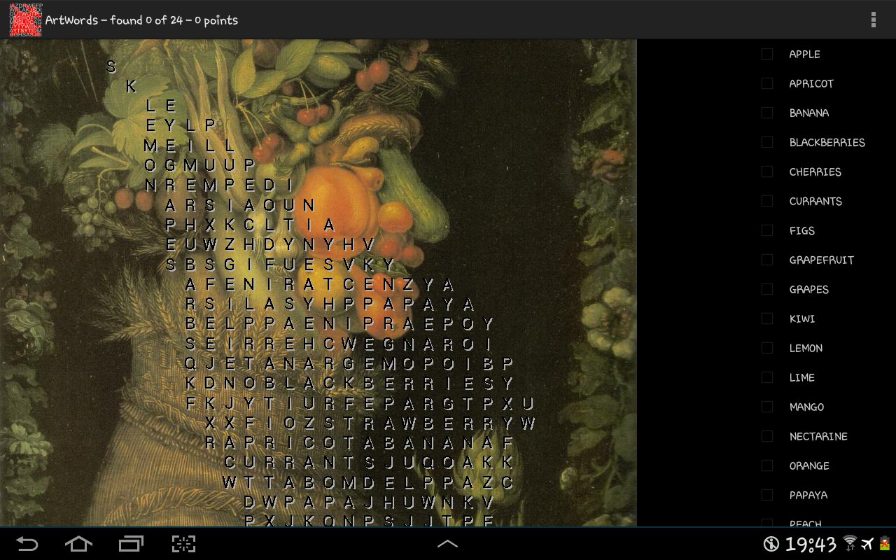 Game with Arcimboldo on a tablet
